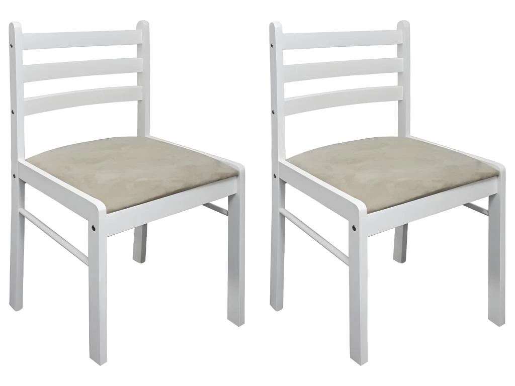 Lot De 2 Chaises De Salle à Manger Cuisine Design Classique Hévéa Solide Et Velours Blanc CDS020170 1 Lot De 2 Chaises De Salle à Manger Cuisine Design Classique Hévéa Solide Et Velours Blanc CDS020170