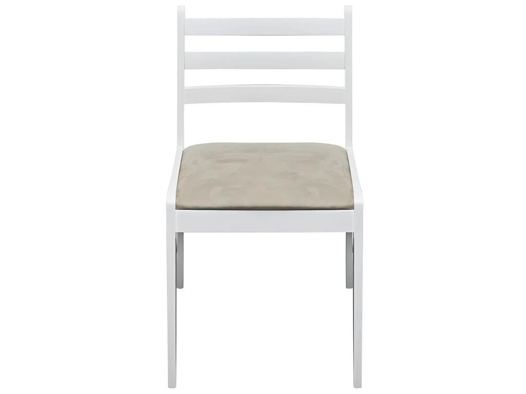 Lot De 2 Chaises De Salle à Manger Cuisine Design Classique Hévéa Solide Et Velours Blanc CDS020170 2 Lot De 2 Chaises De Salle à Manger Cuisine Design Classique Hévéa Solide Et Velours Blanc CDS020170 – Image 2
