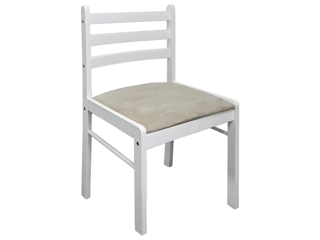 Lot De 2 Chaises De Salle à Manger Cuisine Design Classique Hévéa Solide Et Velours Blanc CDS020170 3 Lot De 2 Chaises De Salle à Manger Cuisine Design Classique Hévéa Solide Et Velours Blanc CDS020170 – Image 3