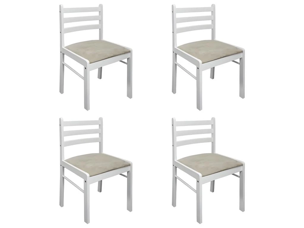 Lot De 4 Chaises De Salle à Manger Cuisine Design Classique Hévéa Solide Et Velours Blanc CDS021237 1 Lot De 4 Chaises De Salle à Manger Cuisine Design Classique Hévéa Solide Et Velours Blanc CDS021237