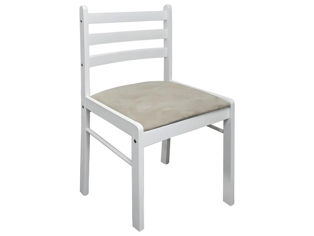 Lot De 4 Chaises De Salle à Manger Cuisine Design Classique Hévéa Solide Et Velours Blanc CDS021237 3 Lot De 4 Chaises De Salle à Manger Cuisine Design Classique Hévéa Solide Et Velours Blanc CDS021237 – Image 3