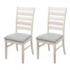 Lot De 2 Chaises De Salle à Manger Cuisine Chaise Tissu Gris Et Bois Massif Clair 04_0000399