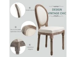 Lot De 2 Chaises De Salle à Manger Chaise De Salon Médaillon Style Louis XVI Bois Massif Patiné Lin 51 X 51 X 96 Cm écru 8 Lot De 2 Chaises De Salle à Manger Chaise De Salon Médaillon Style Louis XVI Bois Massif Patiné Lin 51 X 51 X 96 Cm écru -Mobilier De Restaurant chaise 12446247