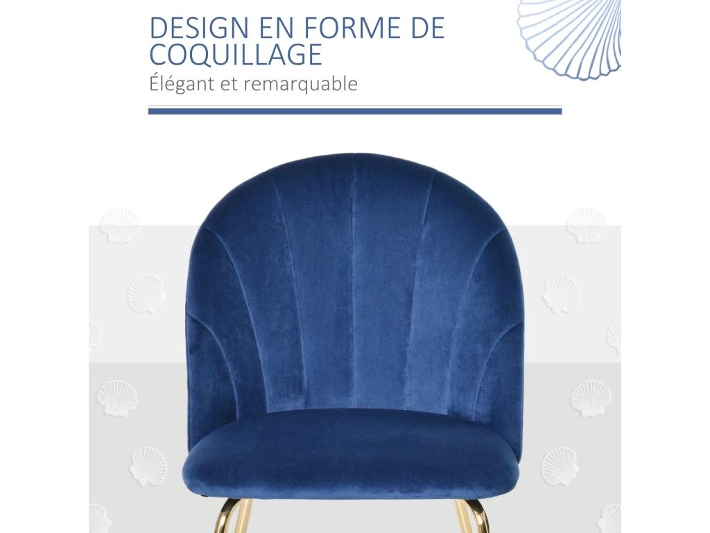 Lot De 2 Chaises Style Art-déco Dossier Strié Arrondi Piètement Métal Doré Incliné Effilé Velours Bleu Roi 5 Lot De 2 Chaises Style Art-déco Dossier Strié Arrondi Piètement Métal Doré Incliné Effilé Velours Bleu Roi – Image 5