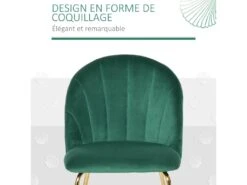 Lot De 2 Chaises Style Art-déco Dossier Strié Arrondi Piètement Métal Doré Incliné Effilé Velours Vert Sapin -Mobilier De Restaurant chaise 12446439