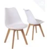 KAYELLES Lot De 2 Chaises Scandinaves Avec Coussin LAO (blanc)