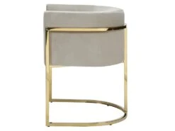 Lot De 6 Chaises Avec Accoudoirs - Velours Et Acier Inoxydable - Beige Et Doré - PERIA De Pascal MORABITO -Mobilier De Restaurant chaise 12586479