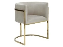 Lot De 6 Chaises Avec Accoudoirs - Velours Et Acier Inoxydable - Beige Et Doré - PERIA De Pascal MORABITO -Mobilier De Restaurant chaise 12586481