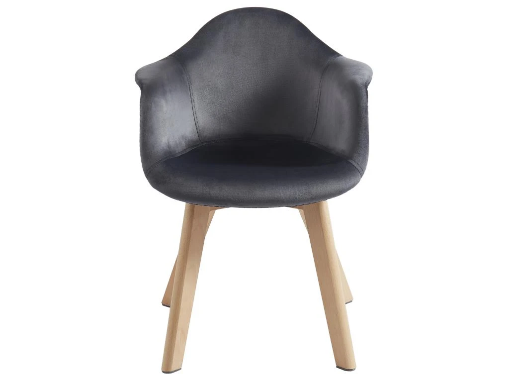 Lot De 2 Chaises Enfant Avec Accoudoirs En Velours Et Hêtre - Anthracite - POUPINETTE 3 Lot De 2 Chaises Enfant Avec Accoudoirs En Velours Et Hêtre - Anthracite - POUPINETTE – Image 3