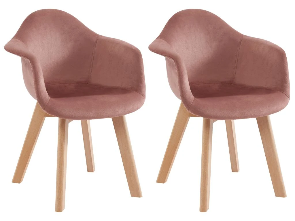 Lot De 2 Chaises Enfant Avec Accoudoirs En Velours Et Hêtre - Rose - POUPINETTE 1 Lot De 2 Chaises Enfant Avec Accoudoirs En Velours Et Hêtre - Rose - POUPINETTE