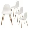 FLUK - Lot De 4 Chaises Polypropylène Blanc Et Bois