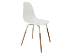 FLUK - Lot De 4 Chaises Polypropylène Blanc Et Bois -Mobilier De Restaurant chaise 12599185
