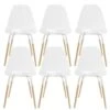 FLUK - Lot De 6 Chaises Transparentes Piétement Bois
