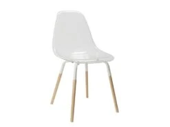 FLUK - Lot De 6 Chaises Transparentes Piétement Bois -Mobilier De Restaurant chaise 12599205