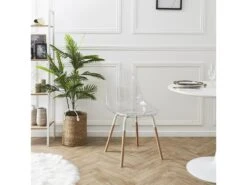 FLUK - Lot De 6 Chaises Transparentes Piétement Bois -Mobilier De Restaurant chaise 12599207