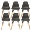 FLUK - Lot De 6 Chaises Polypropylène Noir Et Bois