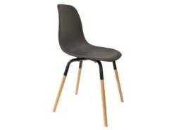 FLUK - Lot De 6 Chaises Polypropylène Noir Et Bois -Mobilier De Restaurant chaise 12599365