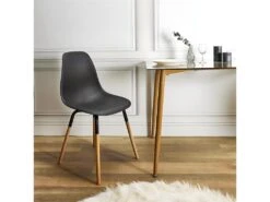 FLUK - Lot De 6 Chaises Polypropylène Noir Et Bois -Mobilier De Restaurant chaise 12599367