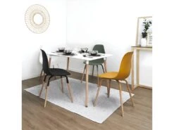 FLUK - Lot De 2 Chaises Polypropylène Blanc Et Bois -Mobilier De Restaurant chaise 12599439