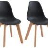 Lot De 2 Chaises Enfant En Polypropylène Et Hêtre - Noir - LILINOU
