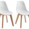Lot De 2 Chaises Enfant En Polypropylène Et Hêtre - Blanc - LILINOU