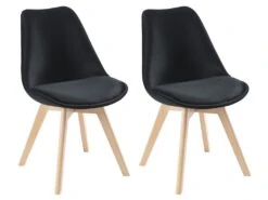 Lot De 2 Chaises En Velours Et Hêtre - Noir - JODY