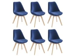 Lot De 6 Chaises En Velours Et Hêtre - Bleu - JODY 17 Lot De 6 Chaises En Velours Et Hêtre - Bleu - JODY -Mobilier De Restaurant chaise 12619137