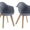 Lot De 2 Chaises Enfant Avec Accoudoirs En Polypropylène Et Hêtre - Gris - POUPINETTE