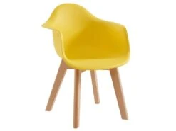 Lot De 2 Chaises Enfant Avec Accoudoirs En Polypropylène Et Hêtre - Jaune - POUPINETTE -Mobilier De Restaurant chaise 12653979