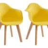 Lot De 2 Chaises Enfant Avec Accoudoirs En Polypropylène Et Hêtre - Jaune - POUPINETTE