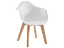 Lot De 2 Chaises Enfant Avec Accoudoirs En Polypropylène Et Hêtre - Blanc - POUPINETTE -Mobilier De Restaurant chaise 12654097