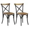 Lot De 2 Chaises De Salle à Manger Cuisine Noir Style Rustique Bois De Manguier Solide CDS020800