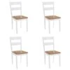 Lot De 4 Chaises De Salle à Manger Cuisine Design Classique Bois D'hévéa Massif Blanc CDS021228