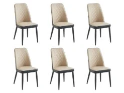 Lot De 6 Chaises En Simili Et Métal - Beige Et Anthracite - MILDURA -Mobilier De Restaurant chaise 1295997