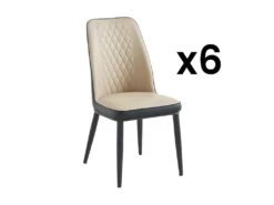 Lot De 6 Chaises En Simili Et Métal - Beige Et Anthracite - MILDURA