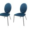 LOUIS Lot De 2 Chaises - Velours Bleu - L 51 X P 96 X H 52,5 Cm