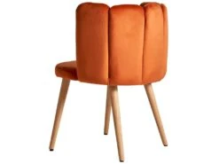 Chaise En Velours, Bois Et Mousse Orange 55x52,5x74 -Mobilier De Restaurant chaise 12974361