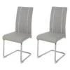 Lot De 2 Chaises - Simili Gris Clair - Pieds En Metal - L 44 X P 56 X H 101 Cm - GASPARD