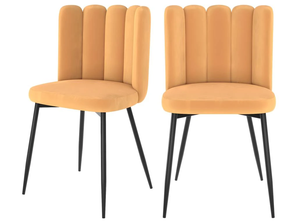 Chaise Rosy En Velours Jaune (lot De 2) 1 Chaise Rosy En Velours Jaune (lot De 2)