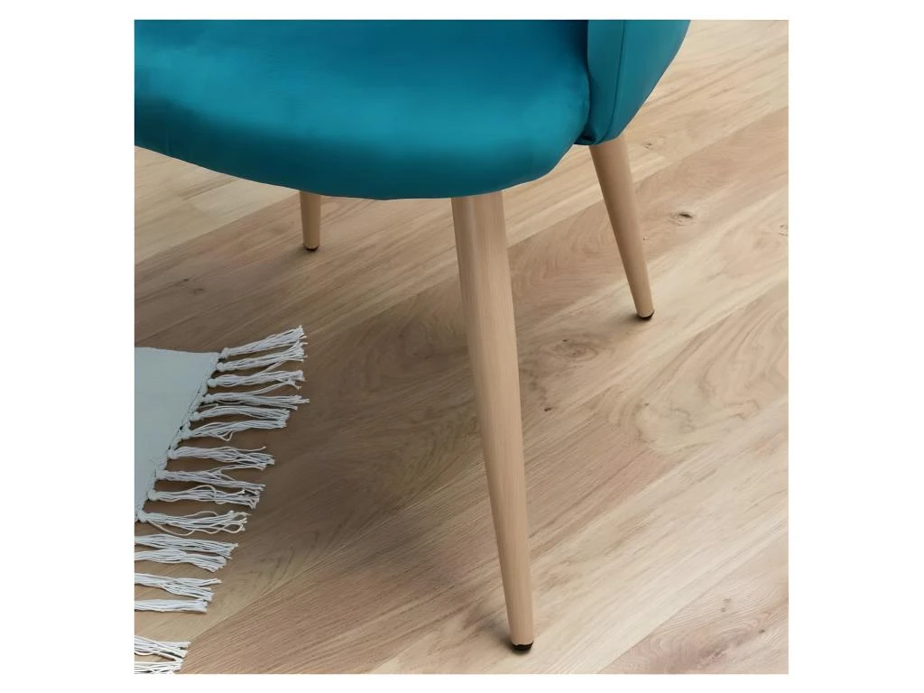 Lot De 2 Chaises En Velours Bleu Canard - Pieds En Métal - L 55 X P 45 X H 99 Cm - CURVY 5 Lot De 2 Chaises En Velours Bleu Canard - Pieds En Métal - L 55 X P 45 X H 99 Cm - CURVY – Image 5