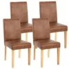 Lot De 4 Chaises De Salle à Manger Synthétique Marron Vieilli Pieds Clairs CDS04151