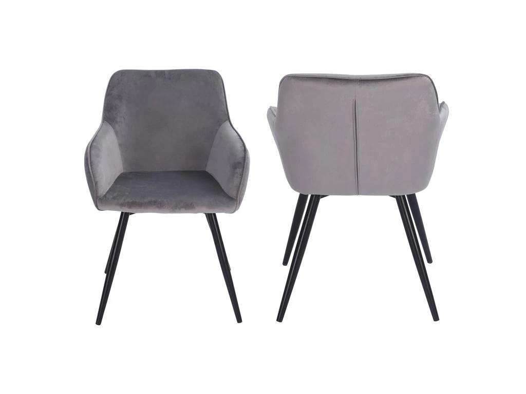 Chaise Vintage GISELE Velours Gris - HAPPY GARDEN 3 Chaise Vintage GISELE Velours Gris - HAPPY GARDEN – Image 3