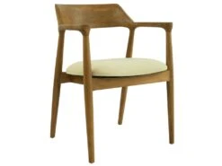 Lot De 2 Chaises Avec Accoudoirs En Teck Et Tissu - Naturel Et Crème - SOUADY -Mobilier De Restaurant chaise 13144743