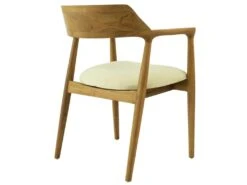 Lot De 2 Chaises Avec Accoudoirs En Teck Et Tissu - Naturel Et Crème - SOUADY -Mobilier De Restaurant chaise 13144745