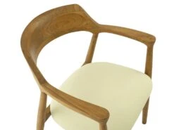 Lot De 6 Chaises Avec Accoudoirs En Teck Et Tissu - Naturel Et Crème - SOUADY -Mobilier De Restaurant chaise 13144823