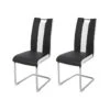 Lot De 2 Chaises - Simili Blanc Et Noir - L 55 X P 45 X H 99 Cm - LEON