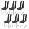 Lot De 6 Chaises - Simili Blanc Et Noir - L 55 X P 45 X H 99 Cm - LEON