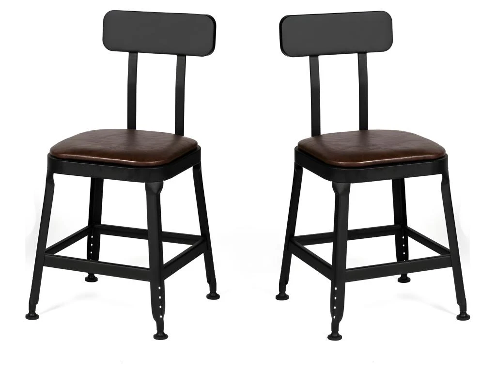 Chilly - Lot De 2 Chaises Métal Et Simili - Couleur - Marron 1 Chilly - Lot De 2 Chaises Métal Et Simili - Couleur - Marron