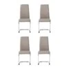 JANE Lot De 4 Chaises - Pied Chromé - Tissu Taupe - L 42 X P 56 X H 99 Cm