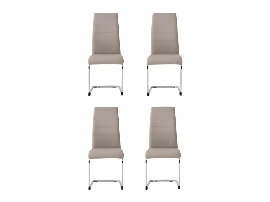 JANE Lot De 4 Chaises - Pied Chromé - Tissu Taupe - L 42 X P 56 X H 99 Cm 1 JANE Lot De 4 Chaises - Pied Chromé - Tissu Taupe - L 42 X P 56 X H 99 Cm